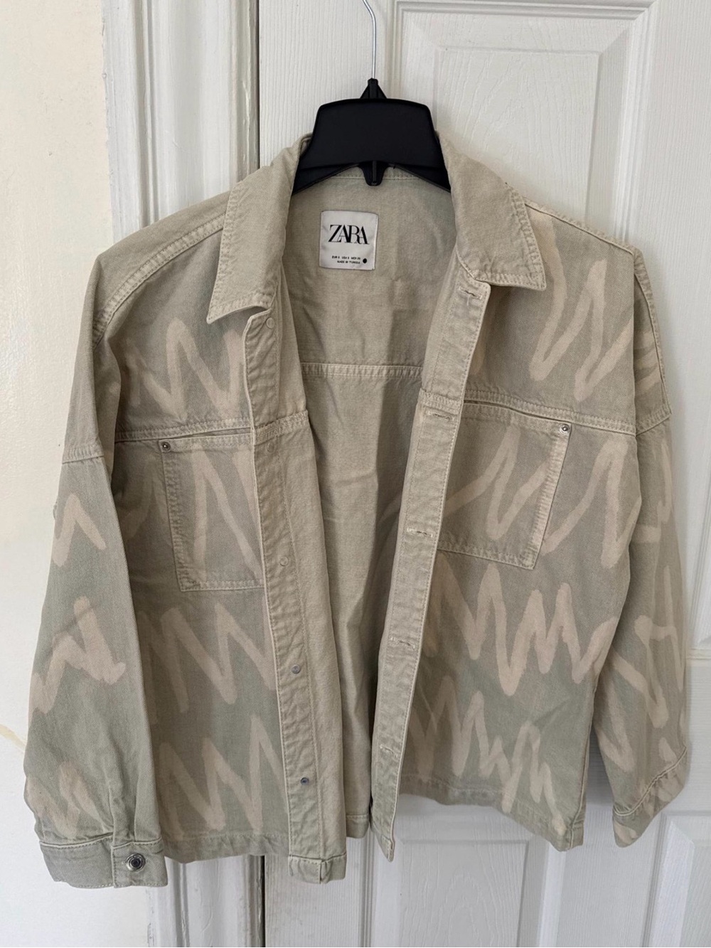 ZARA women Beige Patterned Overshirt Jacket
